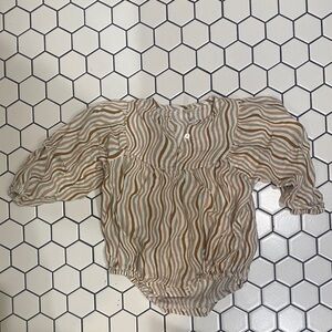 Rylee + Cru Cream and Brown Striped Bodysuit